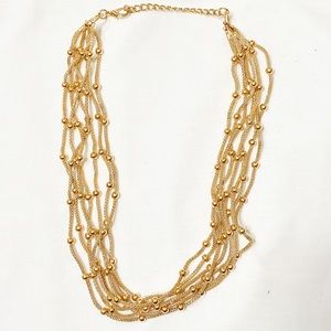 NWT Gold long Necklace Multistrand Mesh Bead